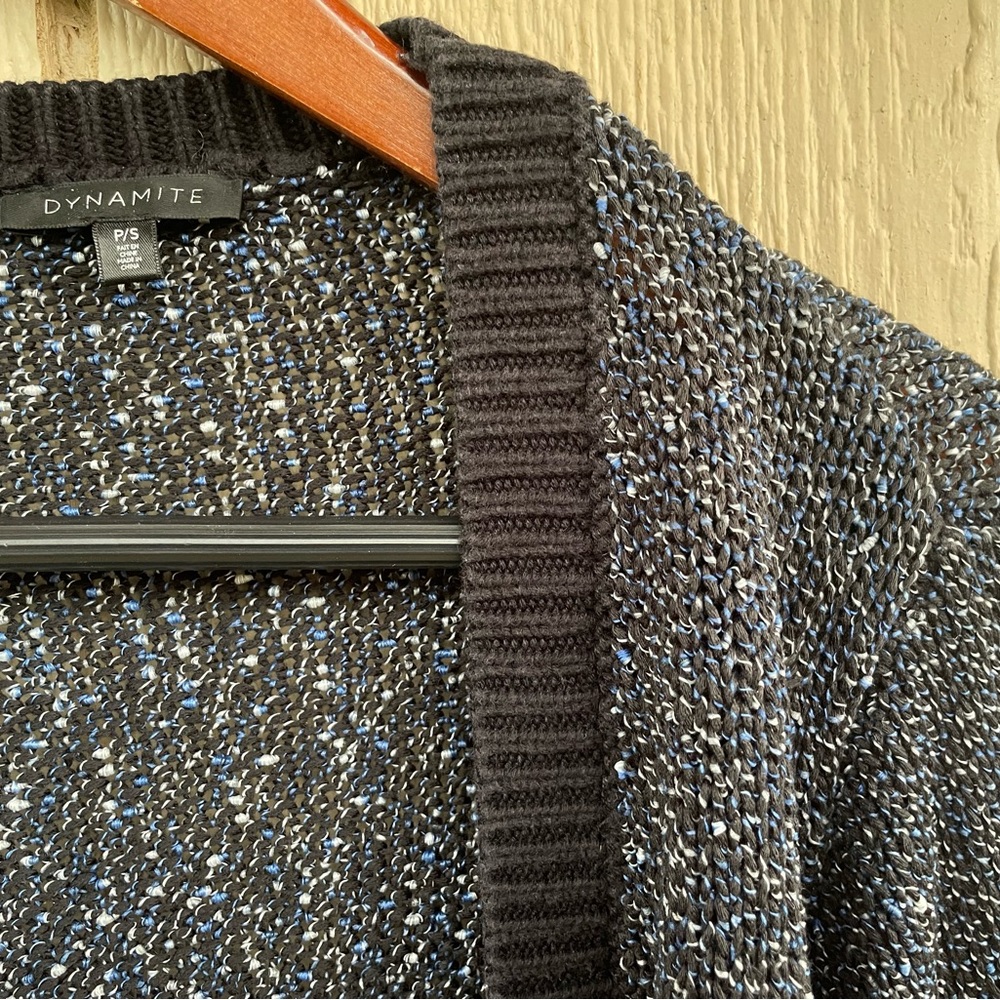 Dynamite Black and Blue Textured Cardigan